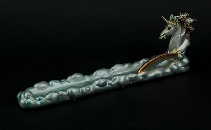 Fantasy Gifts Unicorn Boat Incense Burner – 12 Inch Multicolor Hand-Painted Cold Cast Resin Unicorn Boat Incense Holder for Whimsical Home Décor & Fantasy Collectors