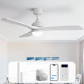 Sofucor 52" Smart Wood Ceiling Fans Lights, Flush Mount & Downrod Mount, 3 Wood Blades Modern Outdoor Ceiling Fans with Alexa/Google Assistant/APP/Remote Control for Bedroom, Farmhouse, Patio, Indoor