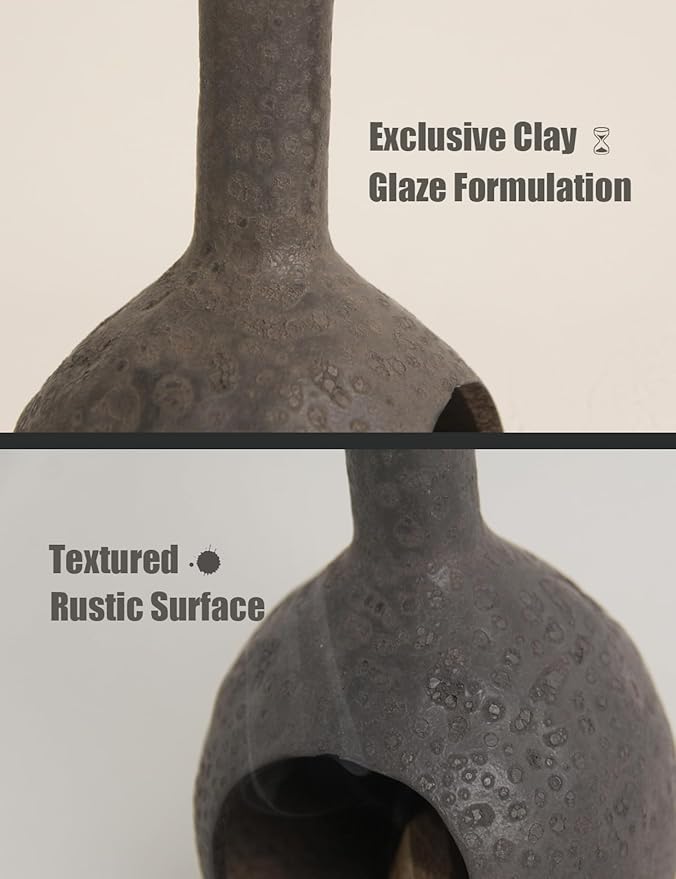 Sculptural Ceramic Incense Holder & Burner, Handmade Textured Clay with Black Glaze, for Sage & Palo Santo, Rustic Natural Decor for Wabi-Sabi Yoga & Meditation