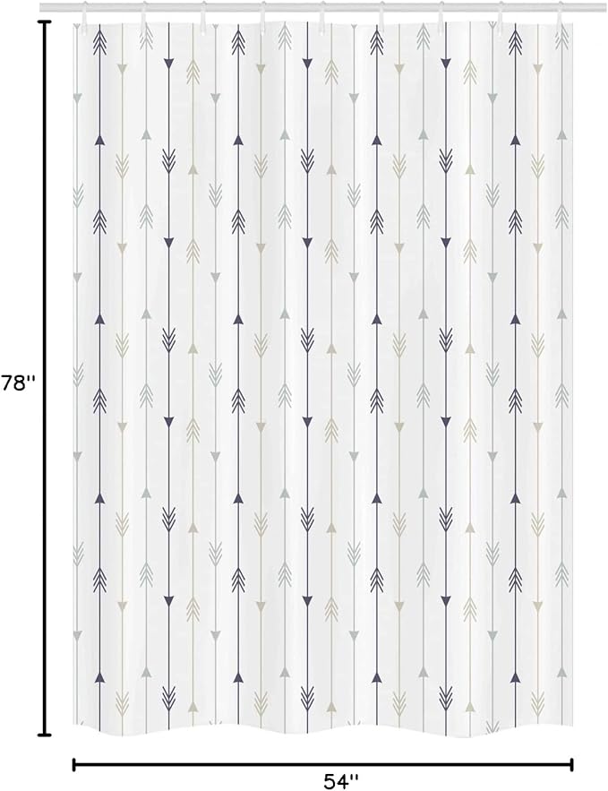 Ambesonne Arrows Stall Shower Curtain, Vertical Geometric Monochrome Hipster Line Pattern with Vintage Design, Fabric Bathroom Decor Set with Hooks, 54" W x 78" L, Dimgray White