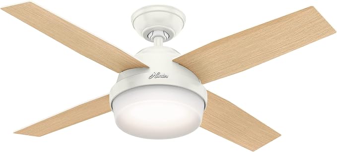 Hunter Dempsey, Indoor, Ceiling Fan, Modern, 4 Blades, 44 inch, Fresh White | with LED Light and Remote Control, Standard Mount, For Bedroom, Living Room, Kitchen, 59246
