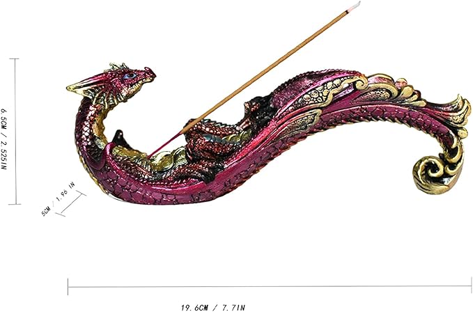 Smoking Dragon Statue Incense Burner, Incense Holder for Sticks, Incense Stick Holder,Incense Stick Stand Form Home Decor (Red)