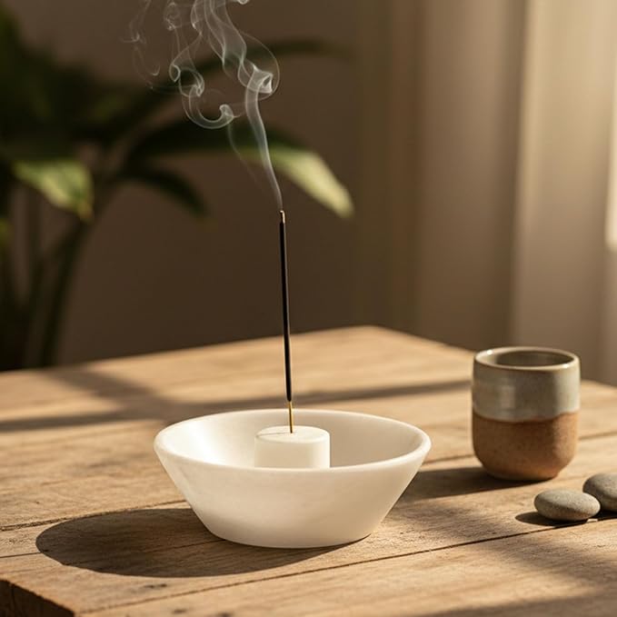 Radicaln Marble Incense Holder 5.5" Inches Handmade White Marbles Ashtray for Home Décor, Ideal Incense Stick Holder, Palo Santo Holder & Incense Holder Marble for Living Room