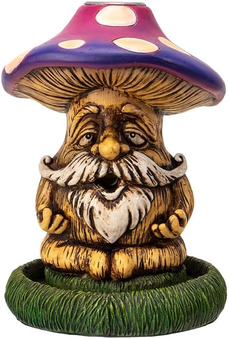 Pacific Giftware Mushroom Gnome Backflow Incense Burner – Relaxing Mushroom Gnome Handcrafted Decorative Piece for Home and Garden - Relaxation and Meditation