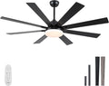 POCHFAN 62 Inch Ceiling Fans with Lights,Large Modern Ceiling fan with Remote and 8 Wooden Blades,Dimmable,6 Speeds,Noiseless Reversible Indoor&Outdoor Fan for Bedroom,Patio,Living Room