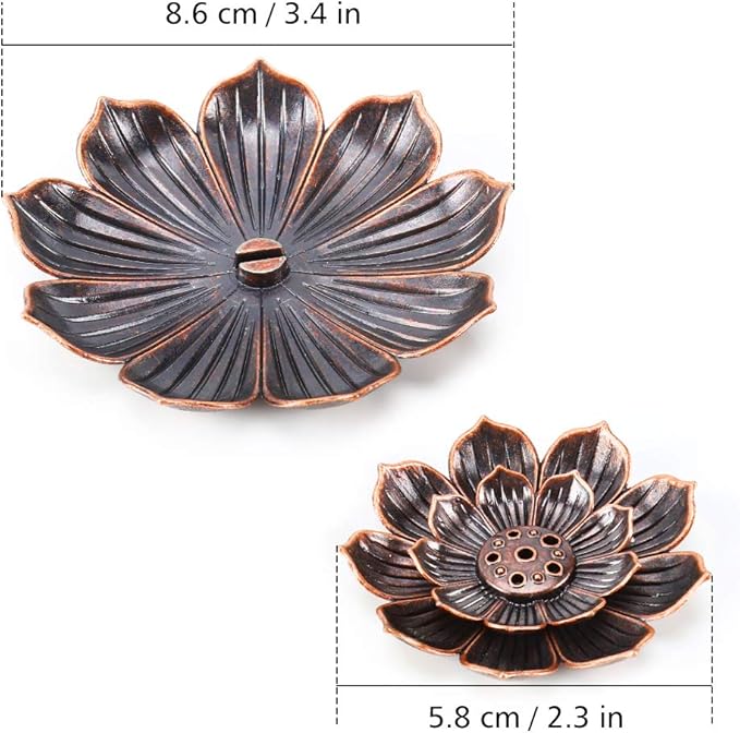 Accmor Zinc Alloy Incense Holder, Lotus Stick Incense Burner, Incense Holder for Stick/Coil/Cone Incense with Ash Catcher,Copper
