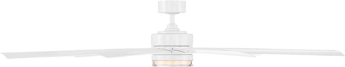 Wynd XL Smart Indoor and Outdoor 9-Blade Ceiling Fan 72in Matte White with 3500K LED Light Kit and Remote Control worksworks with Alexa and iOS or Android App
