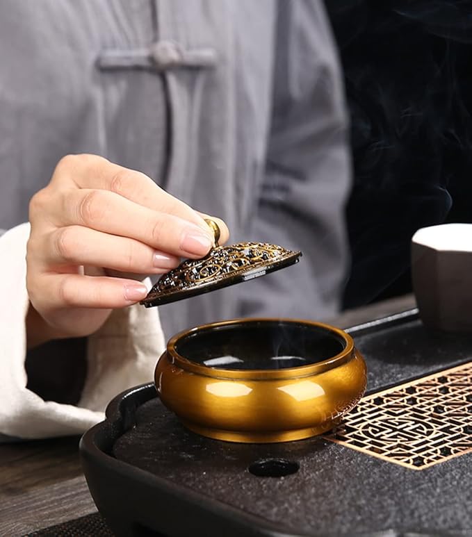 Vintage Metal Coil Incense Burner, Incense Holder for Sticks/Coil Incense/Incense Cones-Ash Catcher