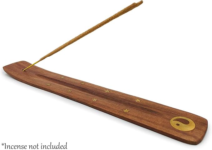Bless-International Traditional-Handmade-Burner Wooden-Incense-Stick-Holder Ash-Catcher-Stand for-Aromatherapy-Meditation-Yoga (Incense Holder 10 inch(1 pcs))