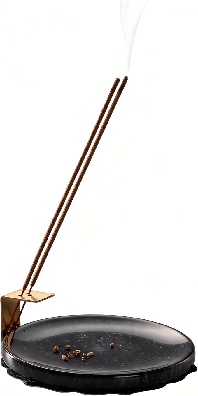 5-in-1 Multi-Function Marble Incense Holder | 7.1-Inch Natural Marble Burner, All-in-One for Cones & Sticks, Heat-Resistant Aromatherapy Tray with Non-Slip Base (Gift Box Included)