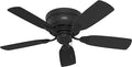 Hunter Low Profile IV, Indoor, Ceiling Fan, No Light, 42 inch, Matte Black | Low Profile Flush Mount, Pull Chain, 5 Blades, For Bedroom, Living Room, Kitchen, 52392