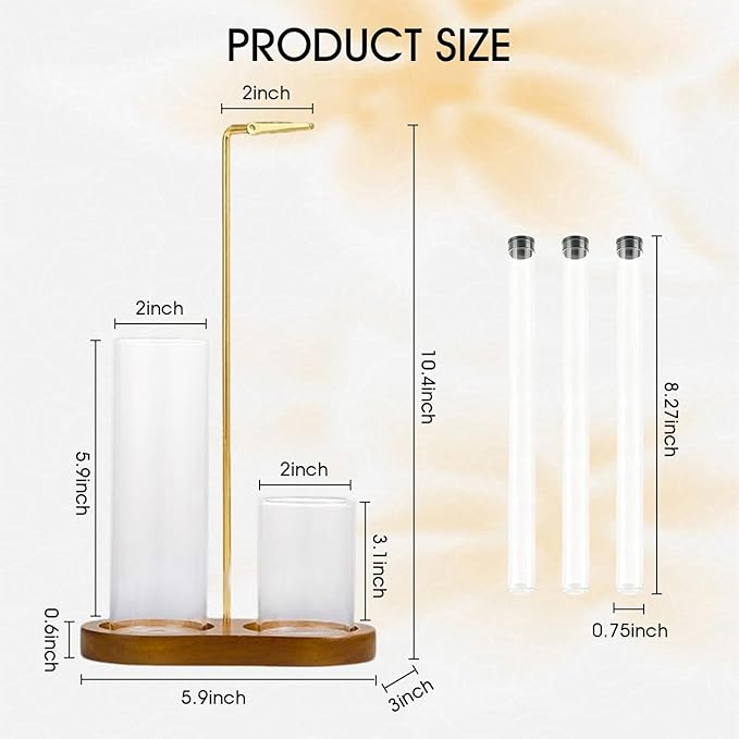 2 in 1 Incense Holder with Dual Glass Ash Catchers and 3PCS Storage Tubes, Incense Burner for Incense Sticks, Incense Stick Holder