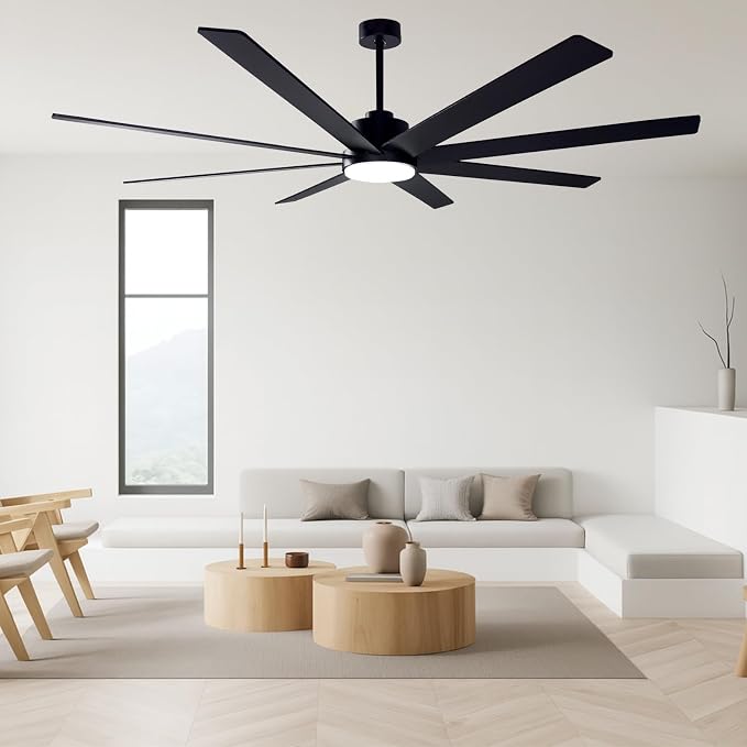 72In Modern Black Ceiling Fans with Light and Remote,6 Speed,3CCT,Quiet Reversible DC Motor Indoor Outdoor Ceiling Fan for Patio Living Room Bedroom