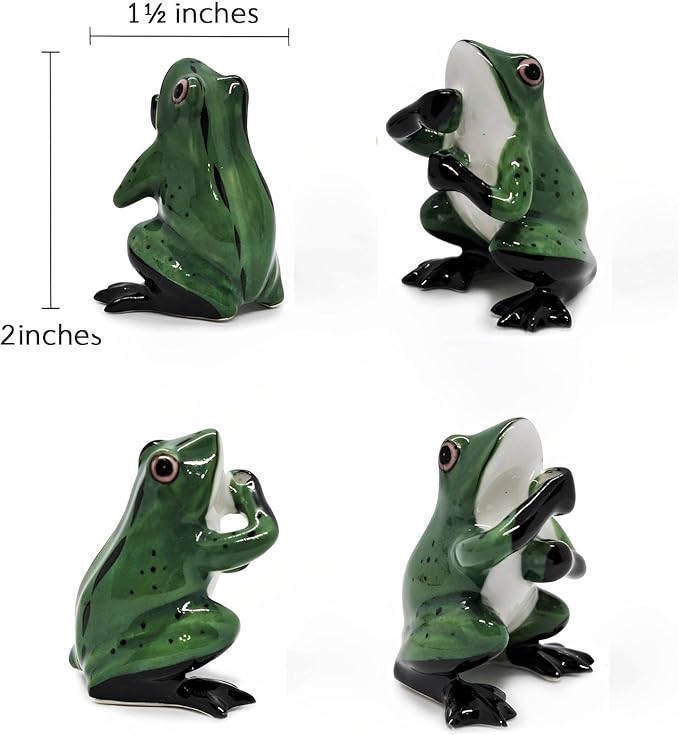 2" Dark Green Frog On 4" Wide Lotus Leaf Ceramic Incense Stick Holder Artistic Collectible Figurine for Adult Collectors Interior Accent Gift Handcrafted Porcelain Home Room Decor