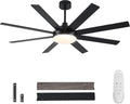 62 Inch Ceiling Fans with Lights and Remote Control, Black | Wooden Blades,Reversible Quiet DC Motor, 6-Speed, 3CCT Dimmable LED, Timer for Living Room, Bedroom, Office