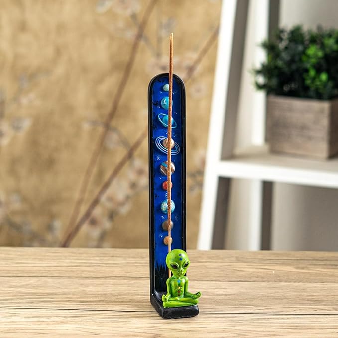 Pacific Giftware Colorful Alien Plante Incense Burner Galactic Explorer Resin Incense Burner with Alien Figurine Home Decor