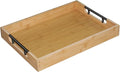 Krismax Wooden Serving Tray with Handles, Serving Platter 15.7x11.4 Inch Food Drinks Tray for Coffee Table,Decorative Storage Tray for Entertaining, Breakfast Tray in Bed,Lunch,Dinner,BBQ(Bamboo)