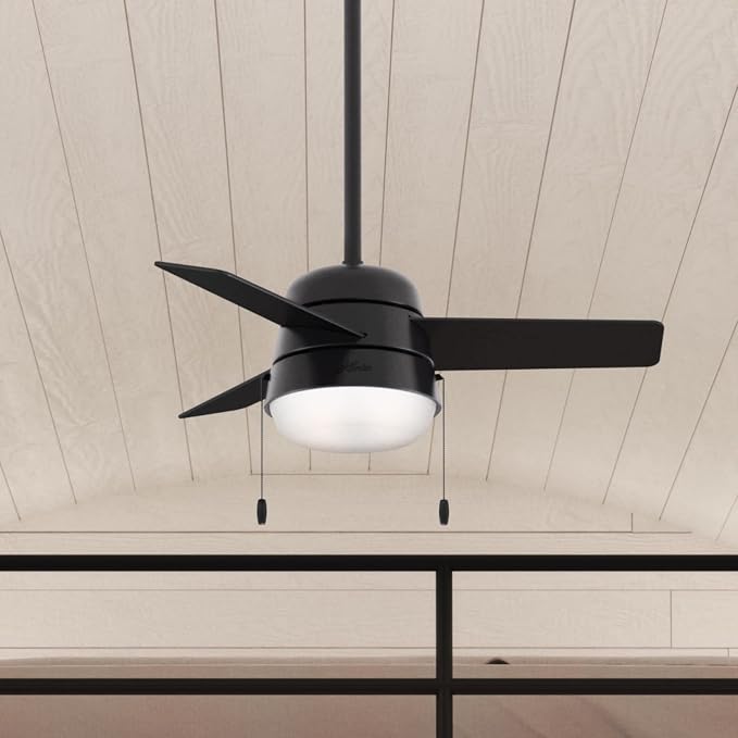 Hunter Aker, Indoor, Ceiling Fan, Modern, Small, 36 inch, Matte Black