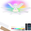 Ceiling Fan With Light & Remote Indoor/Outdoor Use 60 Inch RGB White | Remote Control,RGB Dimmable,Reversible DC Motor,3CCT,Timer,Noiseless,Ceiling Fan for Bedroom Living Room