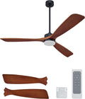 VONLUCE Wood Ceiling Fan with Lights, 60 Inch Ceiling Fan and Remote, 6 Speed Reversible Noiseless DC Motor, 3CCT, Solid Wood Outdoor Ceiling Fan for Patios Farmhouse, Walnut