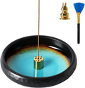 Incense Holder for Sticks,6 Inch Crack Blue Handmade Incense Stick Burner Bowl Ceramic,Cone Incense Holder,Ash Catcher for Meditation,Yoga,Home Décor