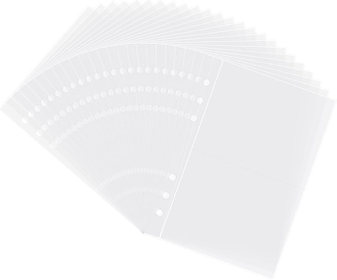 Clear Double-Sided Refill Inner Pages for Transparent Jewelry Storage Book 6 Ring Binder, 24 Sheets 96 Pockets