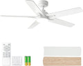YUHAO 48 Inch White Ceiling Fan with Light and Remote Control.Noiseless,Dimmable, 3CCT,6 Speeds Reversible, Modern DC Ceiling Fans for Indoor or Covered Outdoor Use,ETL Listed