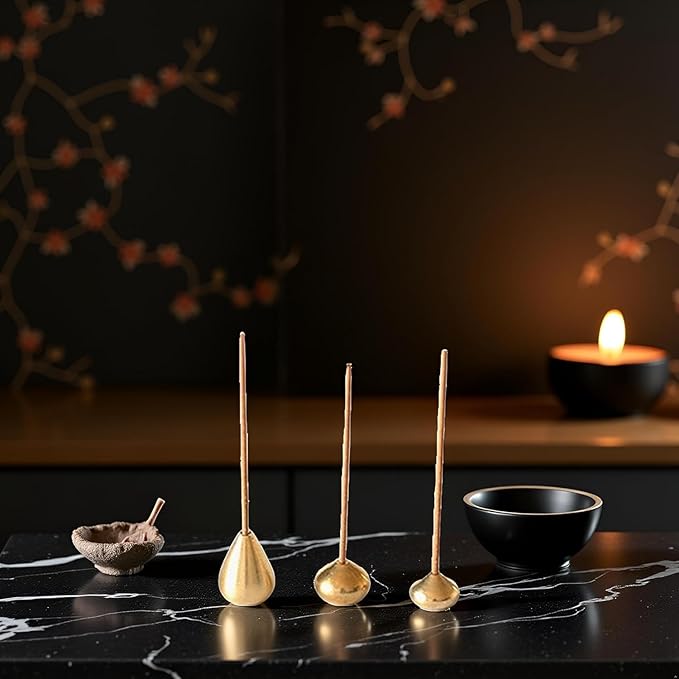 3Pcs Mini Brass Incense Holder, Incense Cone Holder, Portable Coil Incense Holder, Incense Stick Holder for Home Office Teahouse, Water Drop Shape