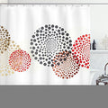 Ambesonne Abstract Shower Curtain, Modern and Cool Design of Contemporary Dots and Circled Design Geometric Concept Artwork Print, Cloth Fabric Bathroom Decor Set with Hooks, 69" W x 84" L, Red Grey