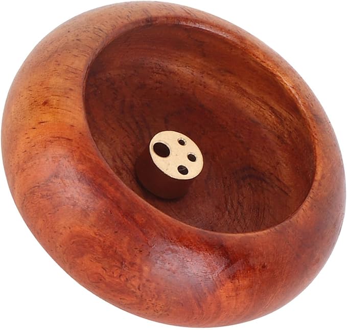 Mini Incense Holder, 6cm Wooden Round Incense Stick Holder Bowl Ash Catcher(Rosewood)
