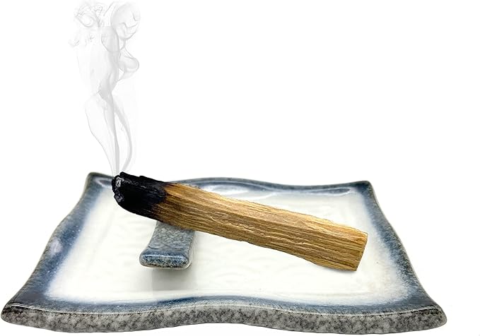TOBOHU Skyline Rectangle Ceramic Palo Santo Holder, Wood Incense Stick Burning Bowl, Ceramic Burner for Palo Santo Sticks