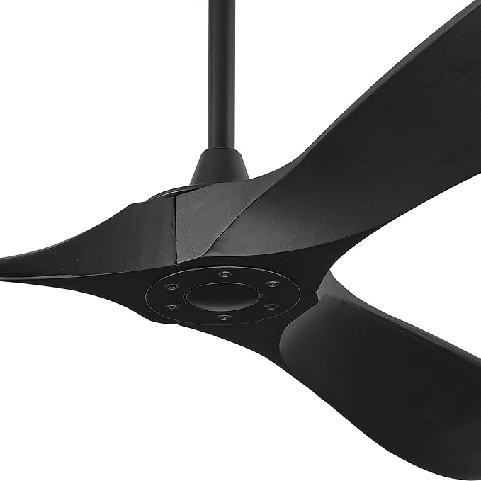Ceiling Fans Without Light, 84 Inch Outdoor Fan No Light, Black Ceiling Fan with Remote, 3 Solid Wood Blades, Quiet Motor, High CFM, Propeller Large Ceiling Fan for Patios,Black