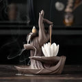 Lotus Hand Backflow Incense Burner– Ceramic Cones Incense Holder Waterfall Incense Burner & Incense Waterfall Fountain for Zen Decor Backflow Incense Cone Burner