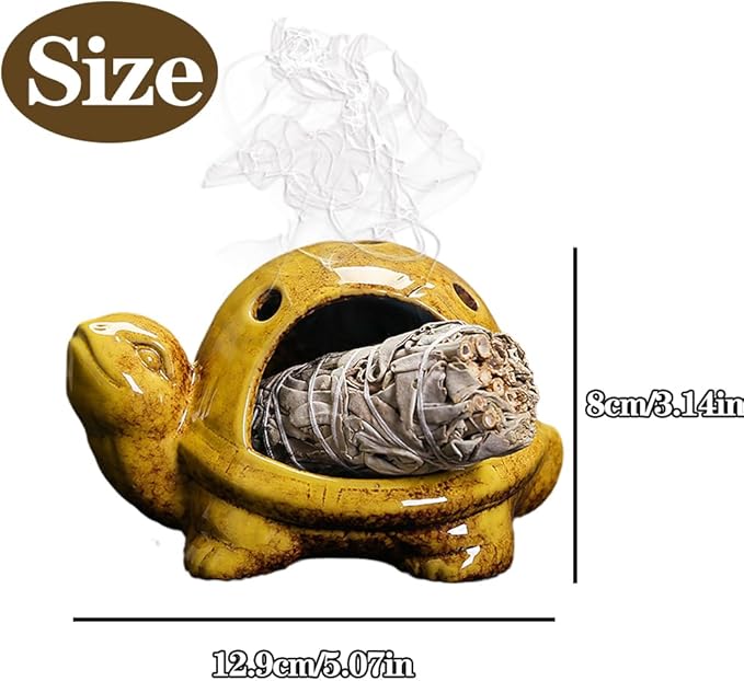 Turtle Palo Santo Holder Ceramic Palo Santo Burner Sage Holder for Burning,Sea Turtle Incense Holder for Wood Sticks Incense Cones and Sage,Incense Burner for Yoga Zen Meditation Altar Decor (B)