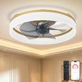 DLLT Ceiling Fans with Lights and Remote: 16 Inch Modern Low Profile Ceiling Fan with APP Control for Kids Room - Gold Dimmable LED Bladeless Fandelier with 6 Wind Speeds Quiet DC Motor for Bedroom