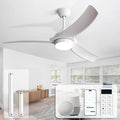 Sofucor 52 Inch Smart Ceiling Fan with Light, White Modern Ceiling Fan | Alexa/Google Assistant/APP/Remote Control，ABS 3 Blades, Reversible DC Motor, Timer, 6 Speeds, for Living Room Bedroom Patio