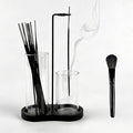 2 in 1 Black Incense Holder for Sticks with Glass Ash Catcher, Anti-Ash Incense Burner for Yoga Meditation Spa, Sleek Minimalist Decor & Incense Holder for Men, Includes Ash Brush