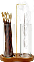 Glass Incense Holder, Black Incense Sticks Burner Holder with Storage,Hang Upside Down Incense Holder for Sticks with Glass Ash Catcher for Meditation Yoga Spa Room Decor