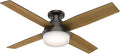Hunter 52 inch Indoor Ceiling Fan with LED Light and Remote Control - Bronze Modern Ceiling Fan, Low Profile Mount, 4 Blades, For Bedroom, Living Room, or Kitchen, Quiet - Dempsey 59447, Noble Bronze