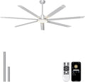 Ohniyou 84'' Industrial Ceiling Fan with Light for Shop, Garage, Silver | 11000 CFM Airflow, 7 Aluminum Blades, 3CCT, Remote/APP Control, 6 Speeds, Reverse Mode, Large Commercial Metal Fan for Gym
