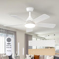 Passky Ceiling Fans with Lights, 42 inch Sleek Ceiling Fan with Light and Remote Control, 3CCT, Dimmable, Reversible, Noiseless, White Ceiling Fan for Bedroom, Living Room