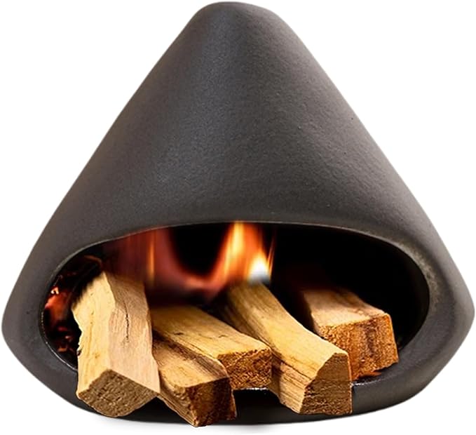 Ceramic Incense Holder Palo Santo Holder Handcrafted Dual-Use for Sage Sticks Cones Incense Burner for Yoga Meditation Aromatherapy Healing Home Decor Black (Style C)