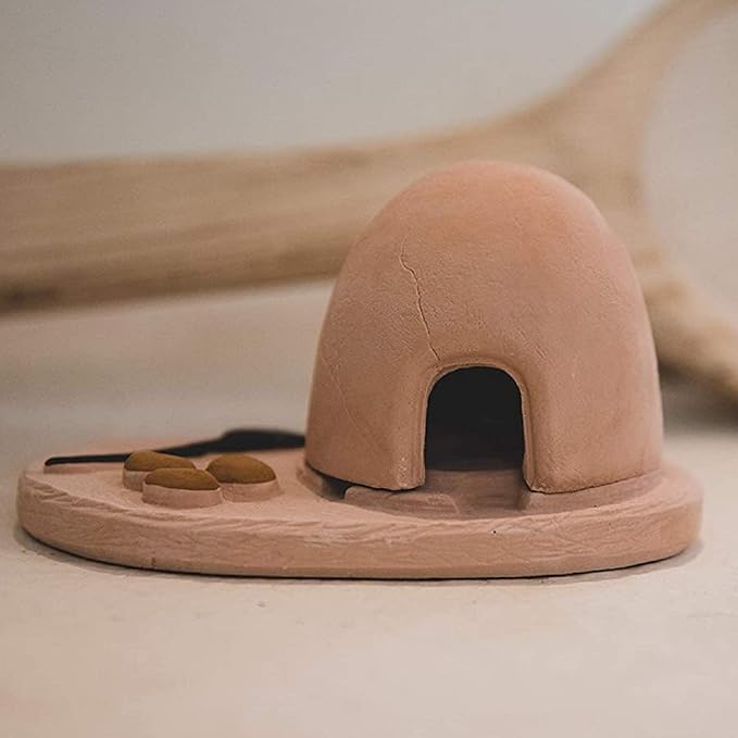 Incienso de Santa Fe - Horno Oven Natural Wood Incense Burner, Includes 20 Piñon Incense Bricks - Made in The USA
