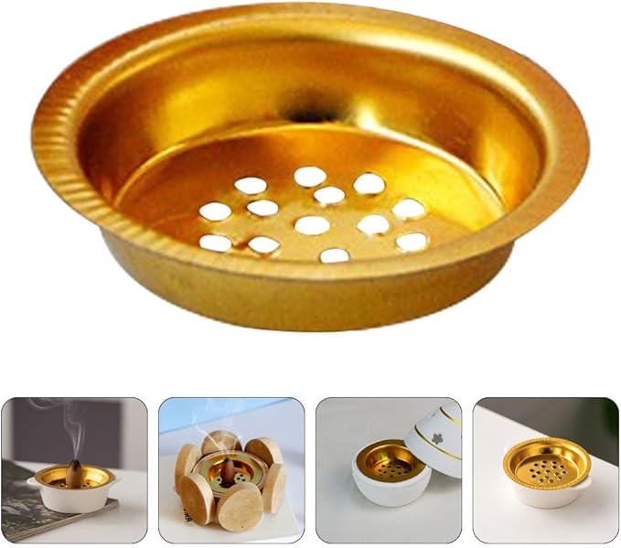 Zerodeko 10pcs Censer Accessories Charcoal Incense Burner Mesh Incense Burner Tray Net Sieve for Resin Screen Tray for Incense Golden Iron