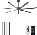 Ohniyou 96'' Ceiling Fan No Light, Black Industrial Ceiling Fan with Remote/APP, 7 Aluminum Blades, 17500 CFM DC Motor for Shop, Warehouse, Gym, Garage, Patios