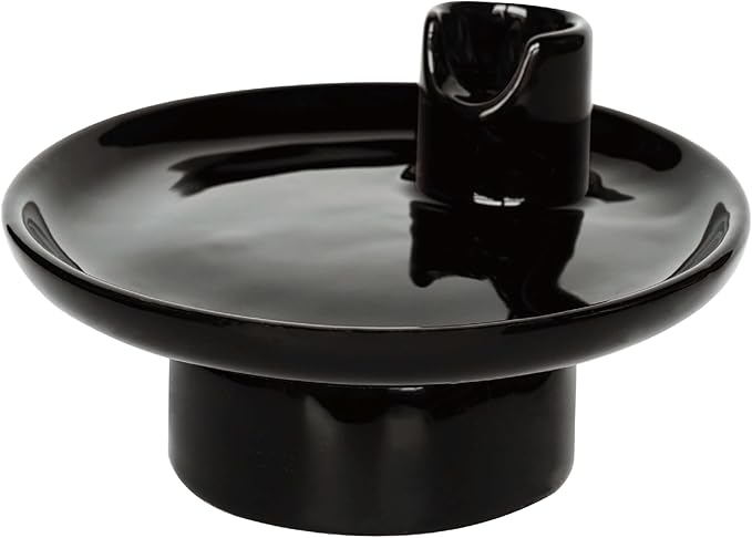 4-in-1 Ceramic Incense Burner Holder, 5-Inch Multipurpose Incense Ash Catcher for Sage, Palo Santo, Cone Incense and Candles (Black)