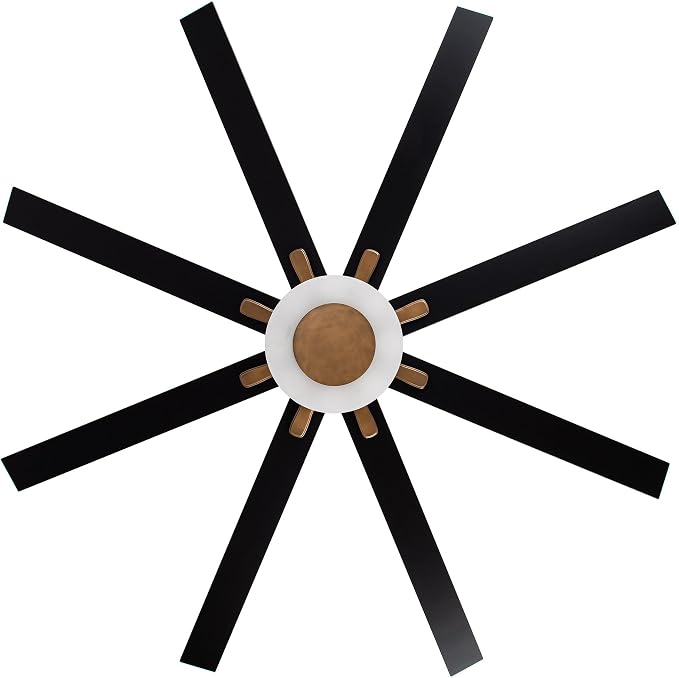 65" Vintage Black and Brushed Gold Ceiling Fan with Light, 6-Blade DC Motor, Reversible Quiet Fan with LED Module, Downrod Mount Large Ceiling Fan for Living Room Bedroom Patio