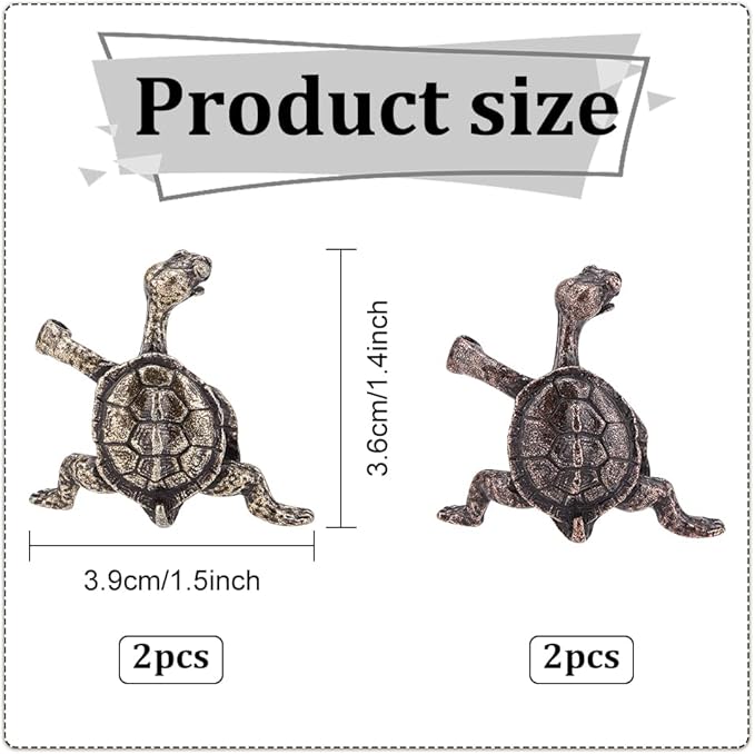 WEBEEDY 4 Pcs Incense Stick Holder Kung Fu Turtle Incense Holder Alloy Incense Burner Stand Purify The Air Censer Holder Turtle Ornament for Aromatherapy, Yoga, Meditation