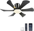GJeg Ceiling Fans with Lights,36" Low Profile Ceiling Fan with Light and Remote Control,Flush Mount, Reversible, Dimmable, Noiseless, Black Ceiling Fan for Bedroom