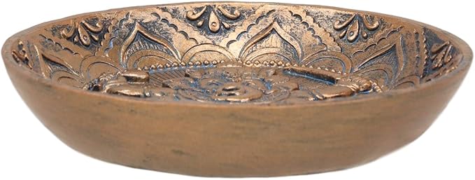 Ebros Gift Hindu Elephant Head Supreme God Lord Ganesha Ganapati Incense Stick Holder Burner Round Dish Medallion Figurine 5" Diameter Zen Vastu Home Fragrance Tabletop Altar Decor